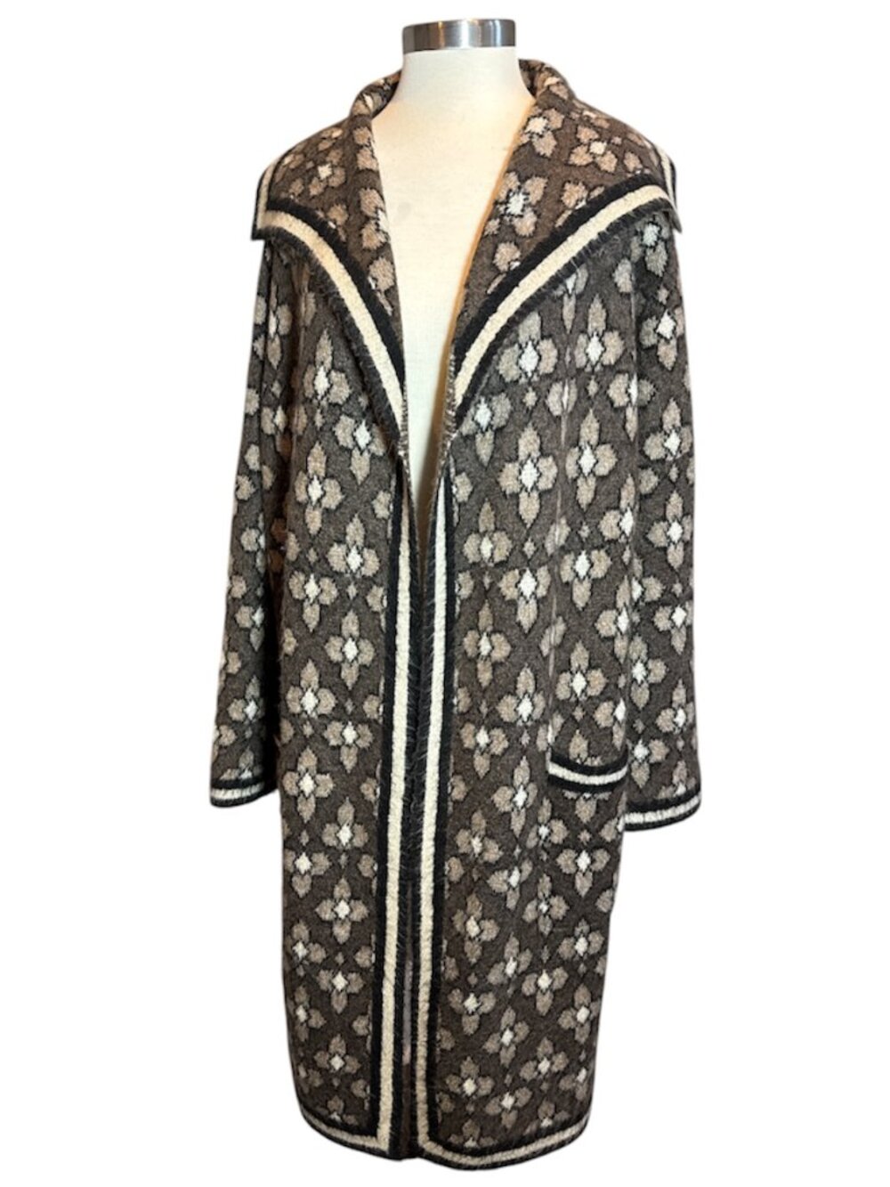 Max Studio Jacquard Long Cardigan Sweater